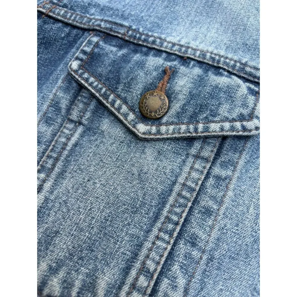 MC ORVIS Denim Trucker Jacket Mens XXL 58 Blue Button Front Faded Jean Coat